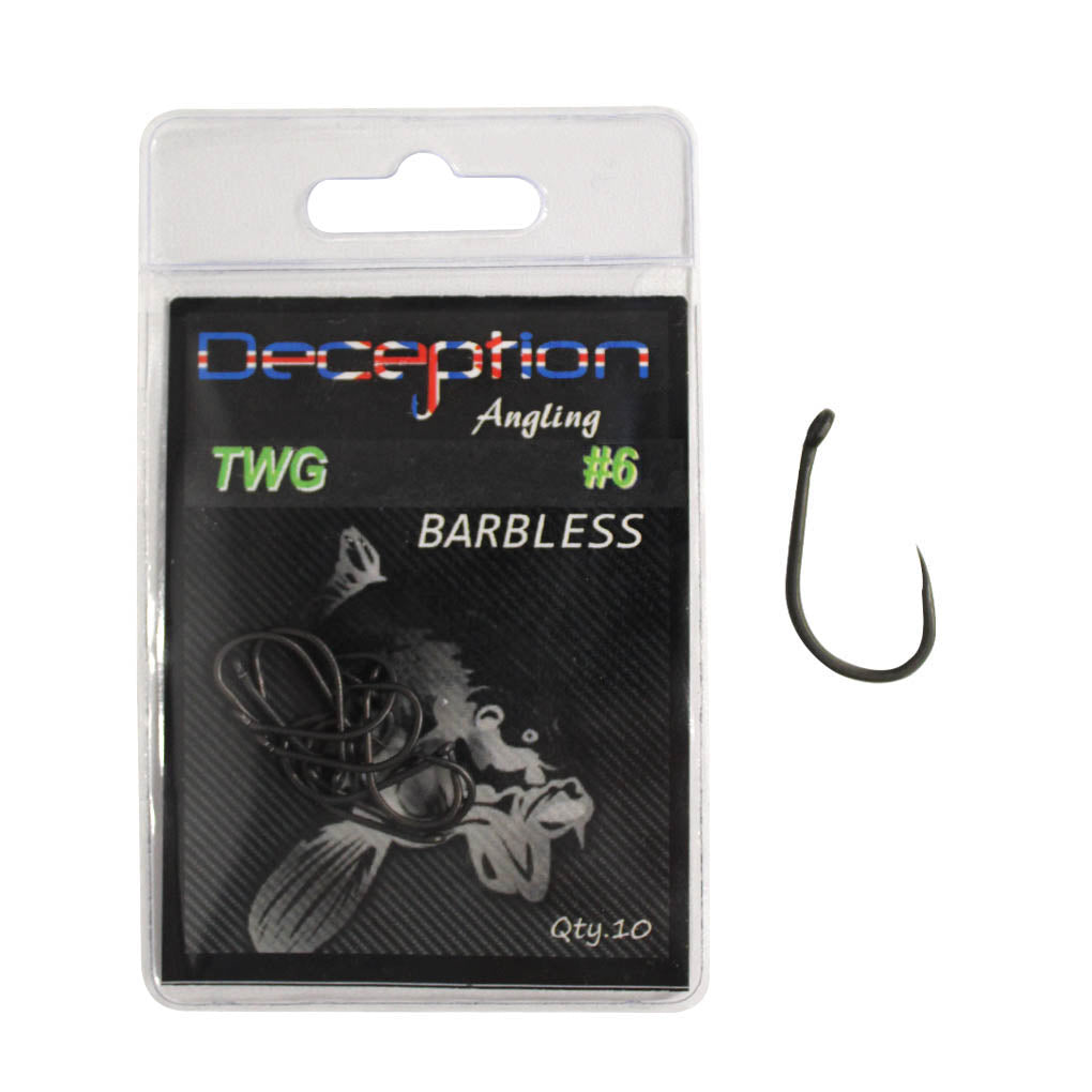 Deception Angling - Barbless Hooks - Wide Gape with Inturned Eye