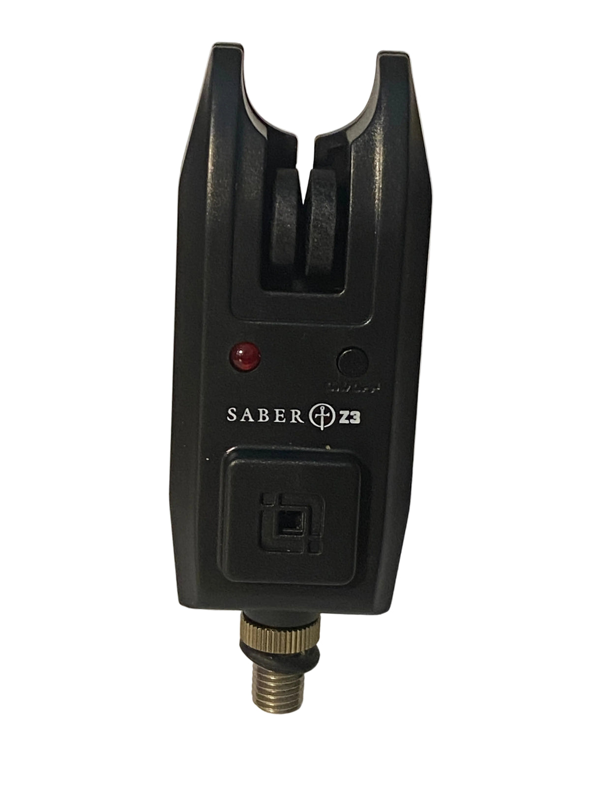 A black Saber Z3 electronic signal clipper device with a threaded metal connector at the bottom, photographed against a plain off-white background.