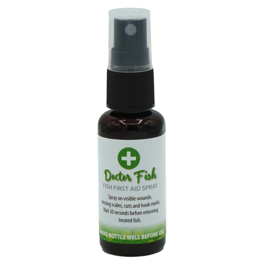 A bottle of Fish First Aid Spray against a white background