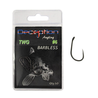 Deception Angling - Barbless Hooks - Wide Gape with Inturned Eye