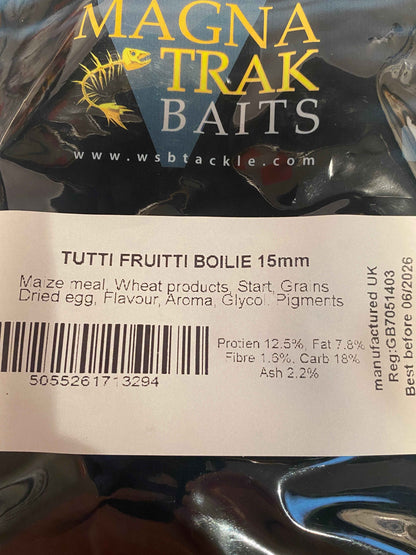 Magnatrak Baits Tutti Fruitti Shelf Life Boilies 15mm – 1kg Pack