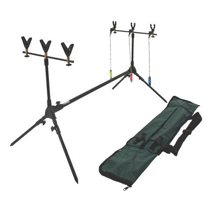 Complete Fishing Rod Pod Set with Bite Indicators and Accessories